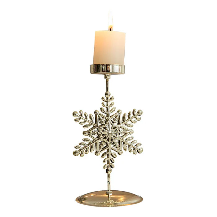 Castiçal de Ferro Dourado com Decoração Natalina