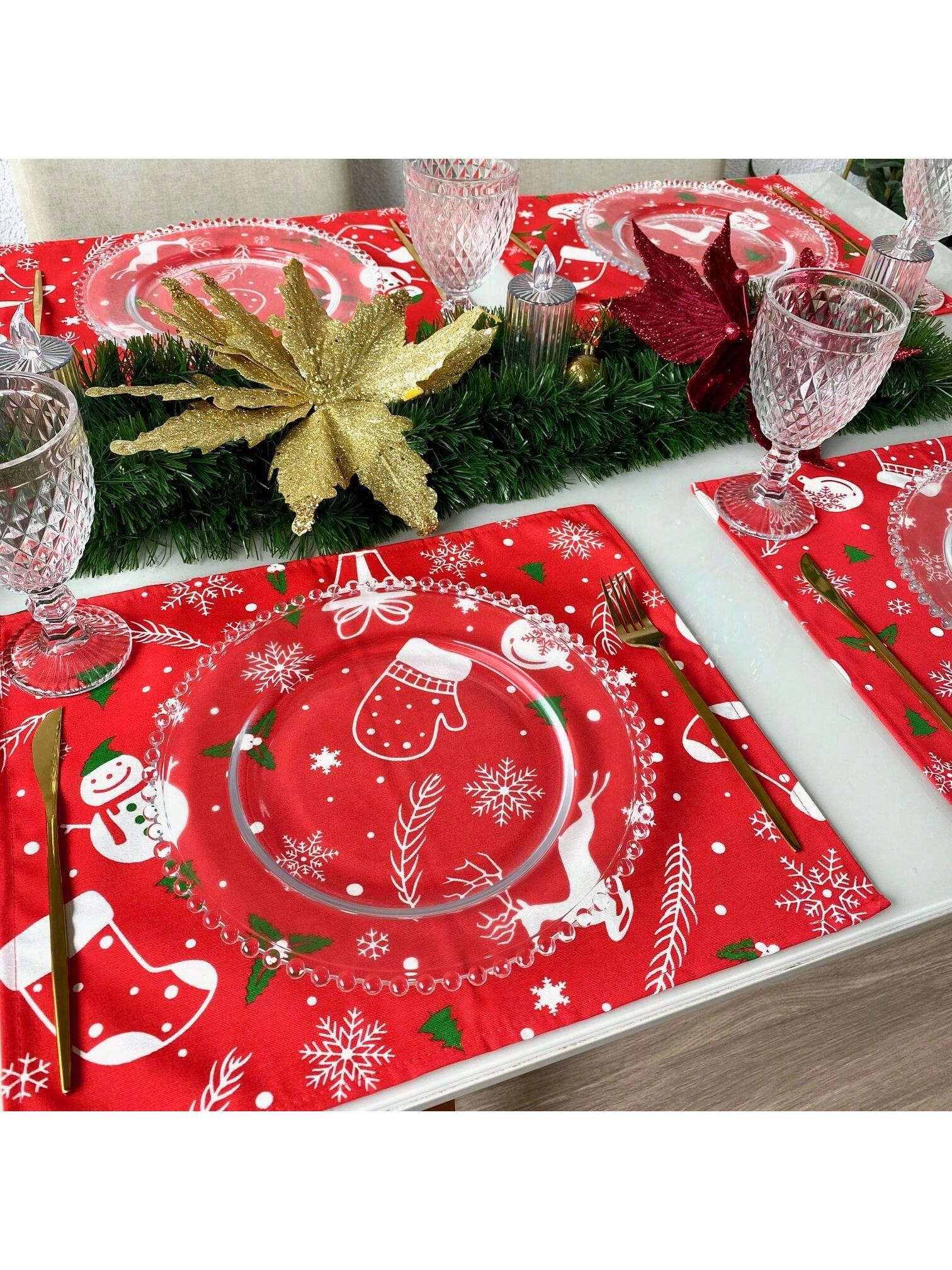 Jogo Americano de Tecido com 6 Peças Decoração de Natal