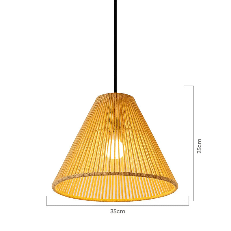 Luminária Pendente Palha Cone 35cm Artesanal