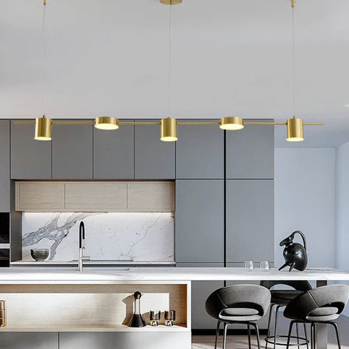 Lustre Pendente Moderno Dourado Led