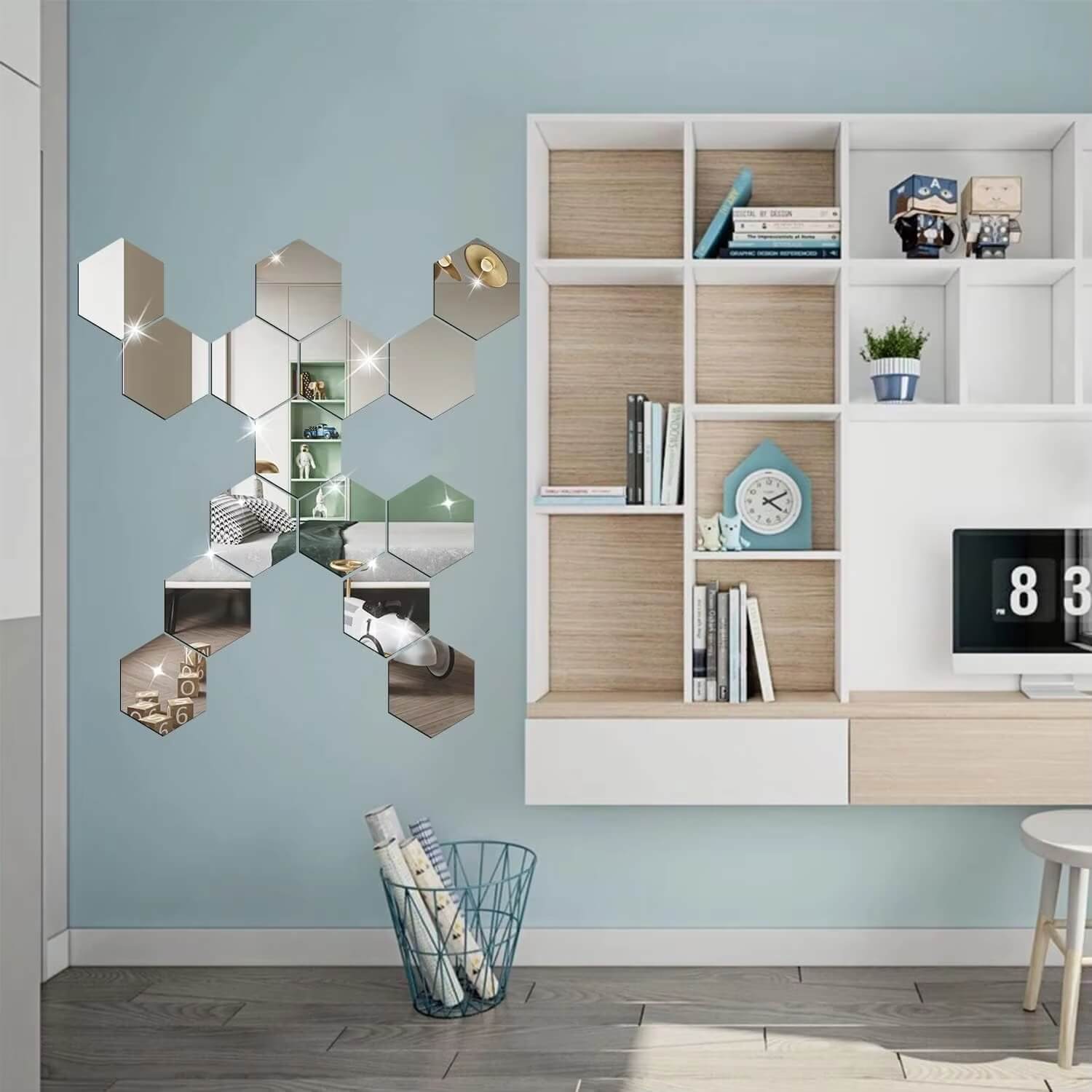 Kit Espelhos Adesivos Decorativos Hexágonos 10 Peças