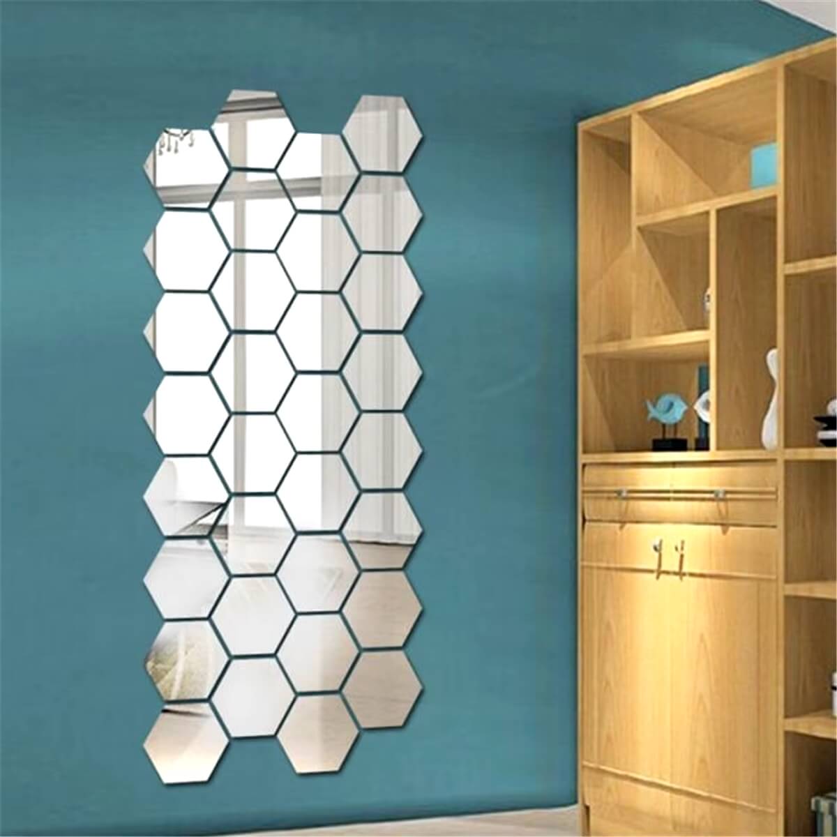 Kit Espelhos Adesivos Decorativos Hexágonos 10 Peças