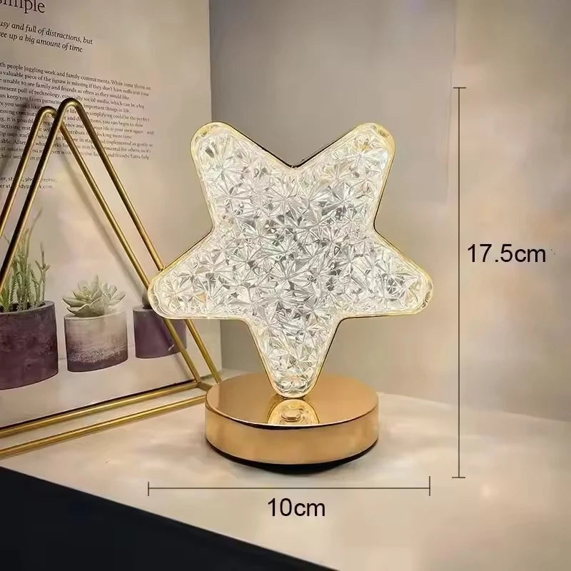 Abajur de Mesa Cristal Acrílico Estrela