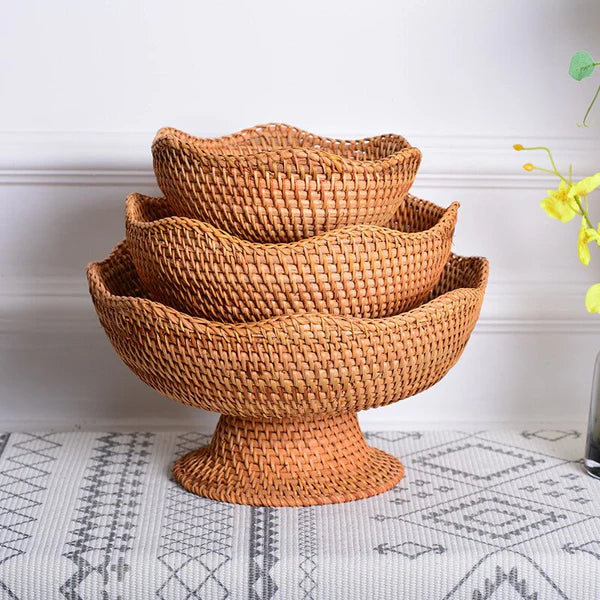 Cesto de Frutas em Palha Rattan