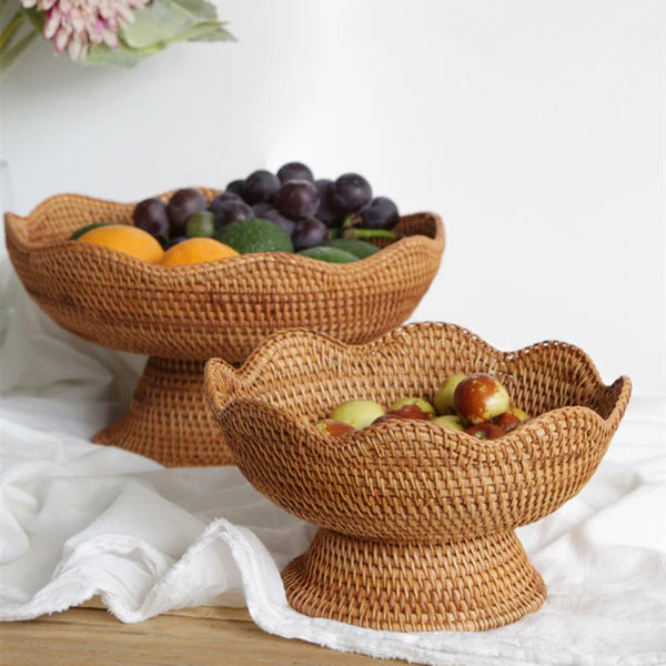 Cesto de Frutas em Palha Rattan