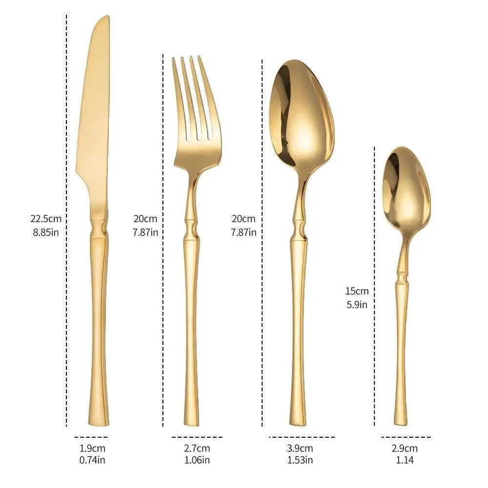 Jogo de Talher Dourado em Aço Inox -30 Peças