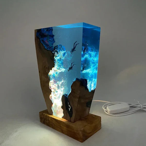 Luminária de Mesa em Resina Led Fundo Oceano