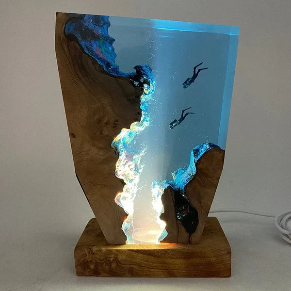 Luminária de Mesa em Resina Led Fundo Oceano
