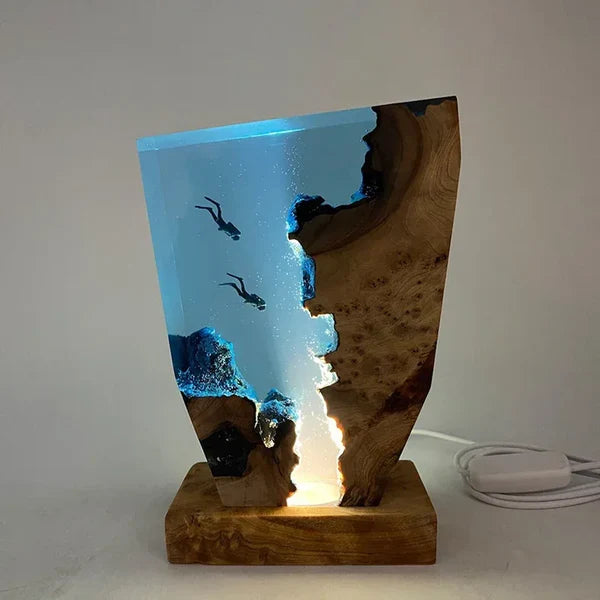 Luminária de Mesa em Resina Led Fundo Oceano