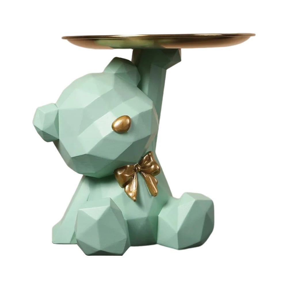 Estatueta de Resina Ursinho com Bandeja