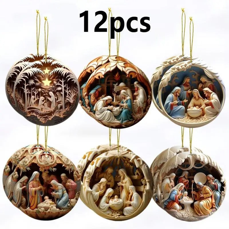Enfeite Árvore de Natal Presépio 12 unidades