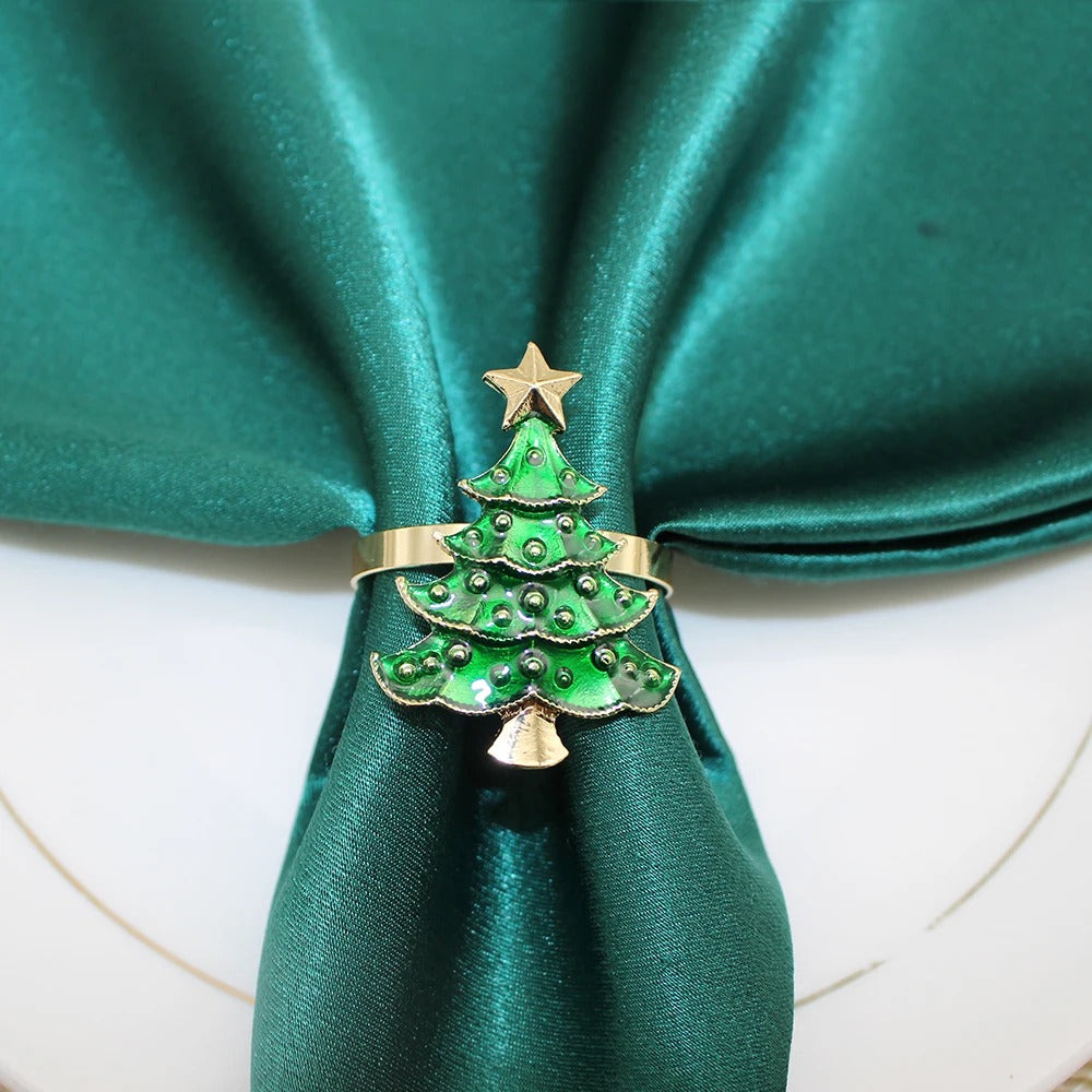 Conjunto 6 Anéis para Guardanapo Árvore de Natal