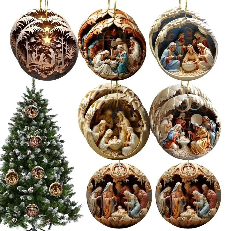 Enfeite Árvore de Natal Presépio 12 unidades