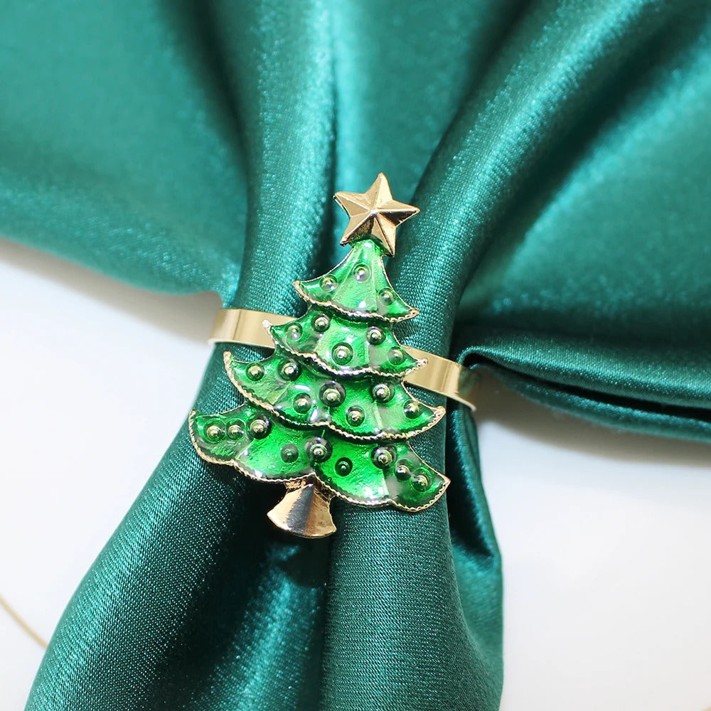 Conjunto 6 Anéis para Guardanapo Árvore de Natal