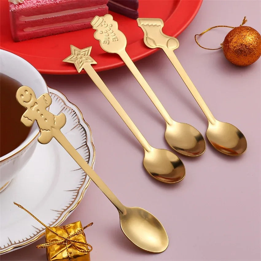 Conjunto Colheres Decorativas de Natal - Gold - Casa Stony