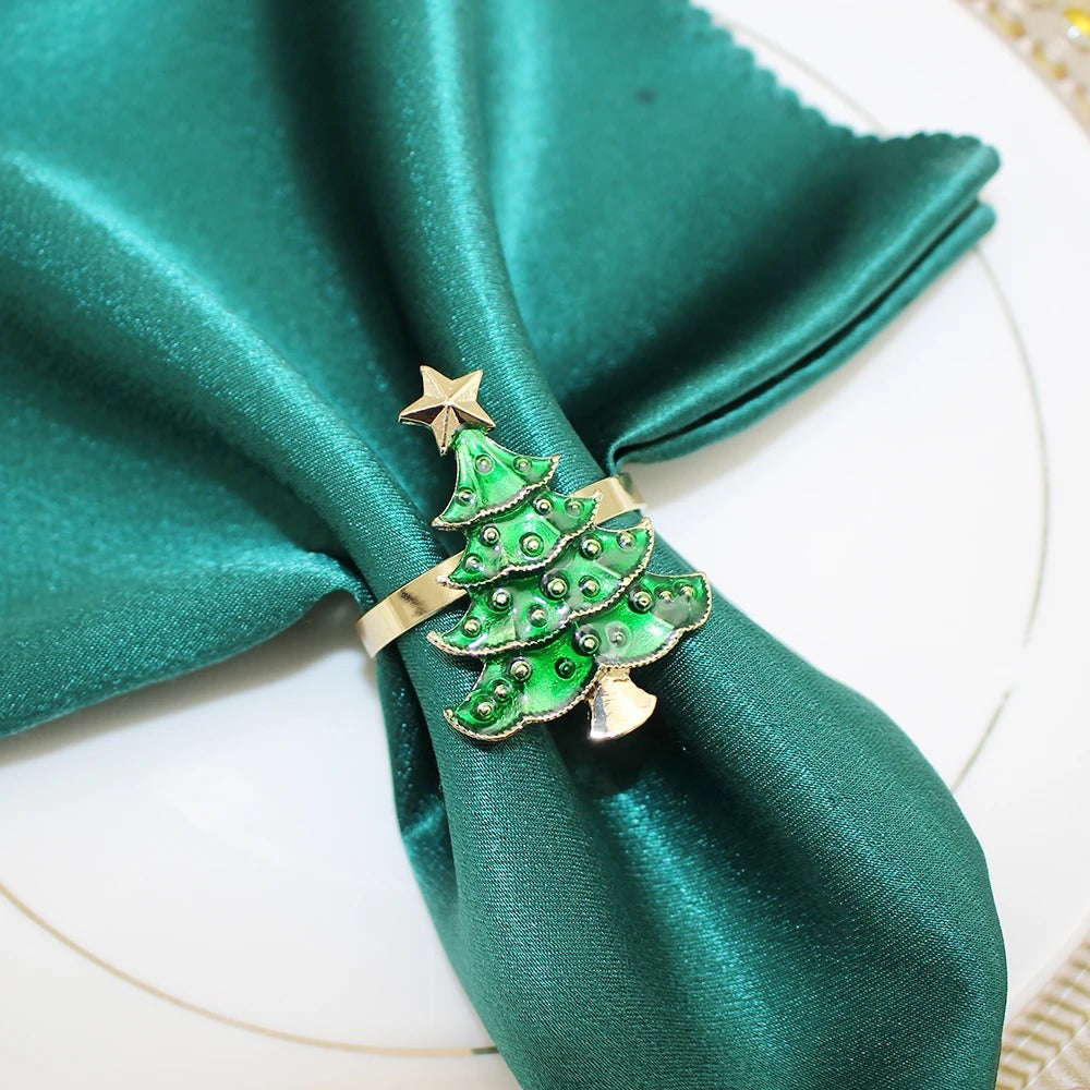 Conjunto 6 Anéis para Guardanapo Árvore de Natal