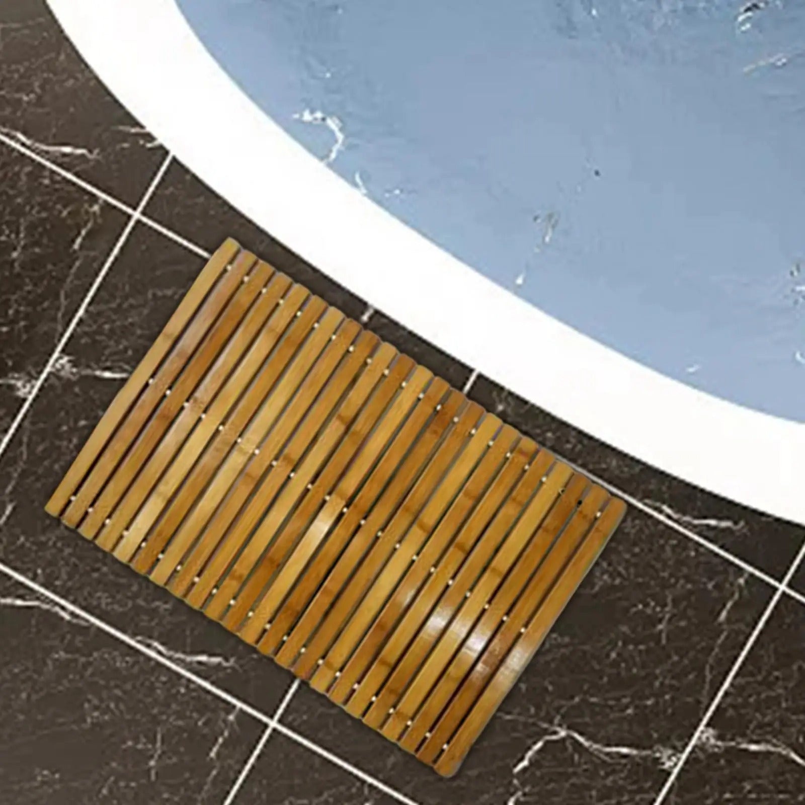 Tapete para Banheiro em Bambu Impermeável e Antiderrapante