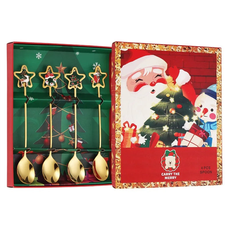Jogo de Colheres para Sobremesa Decoração de Natal - Casa Stony