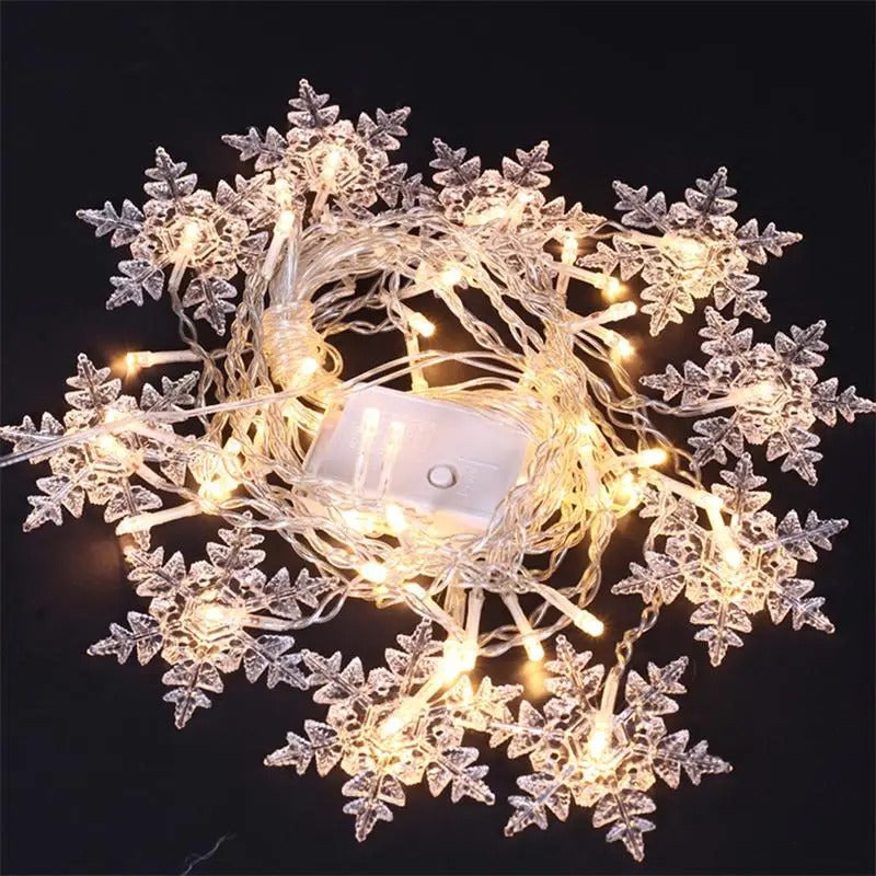 Varal de Luzes em Led Flocos de Neve