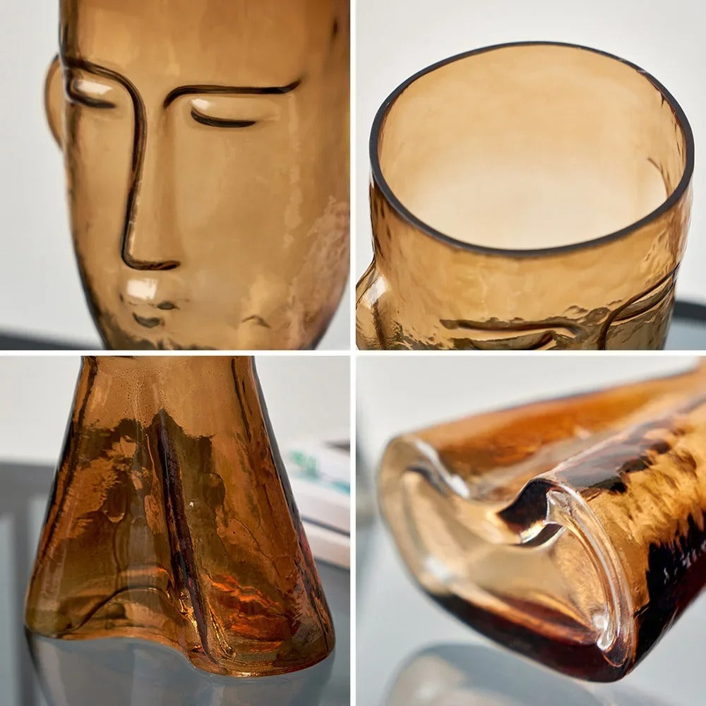 Terrário Transparente Vaso de Vidro para Decoração Face Abstrata - Casa Stony