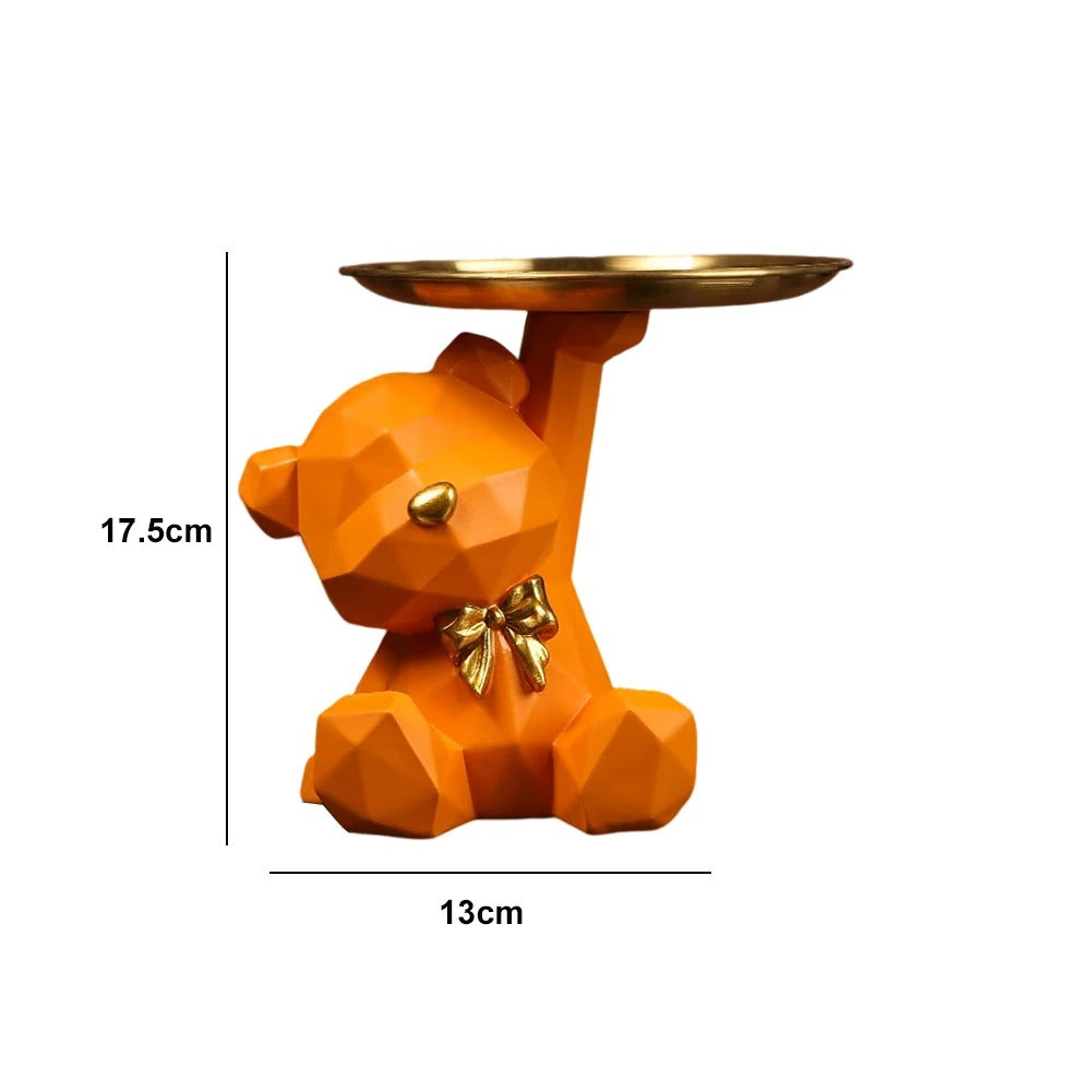 Estatueta de Resina Ursinho com Bandeja