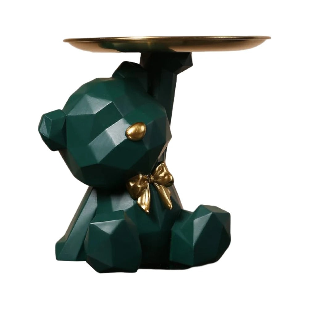 Estatueta de Resina Ursinho com Bandeja