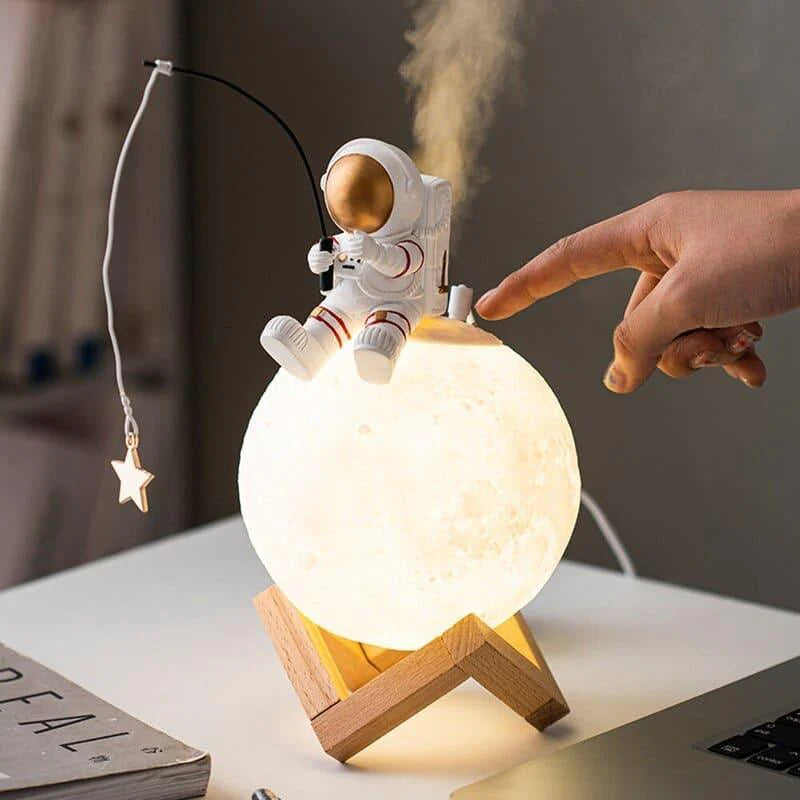 Umidificador de Ar e Luminária de Mesa Led Lua Astronauta