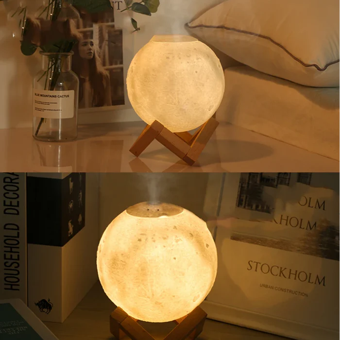Umidificador de Ar Grande Lua Luminária 3D