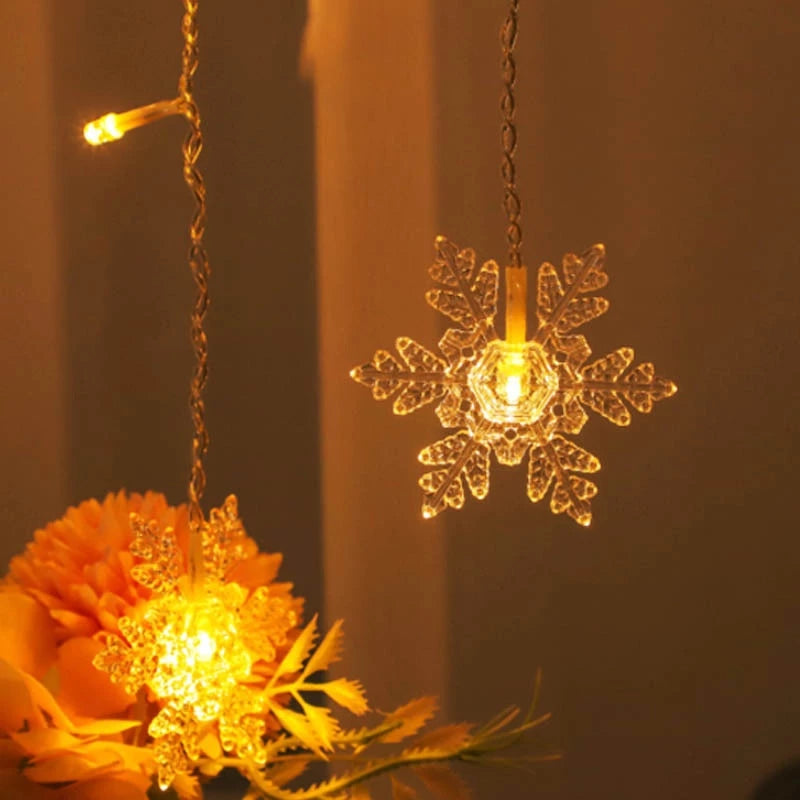 Varal de Luzes em Led Flocos de Neve