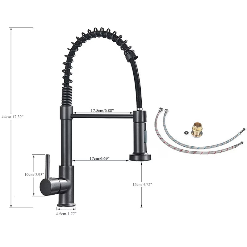 Torneira de Bancada Gourmet para Cozinha Monocomando Flexível Preta