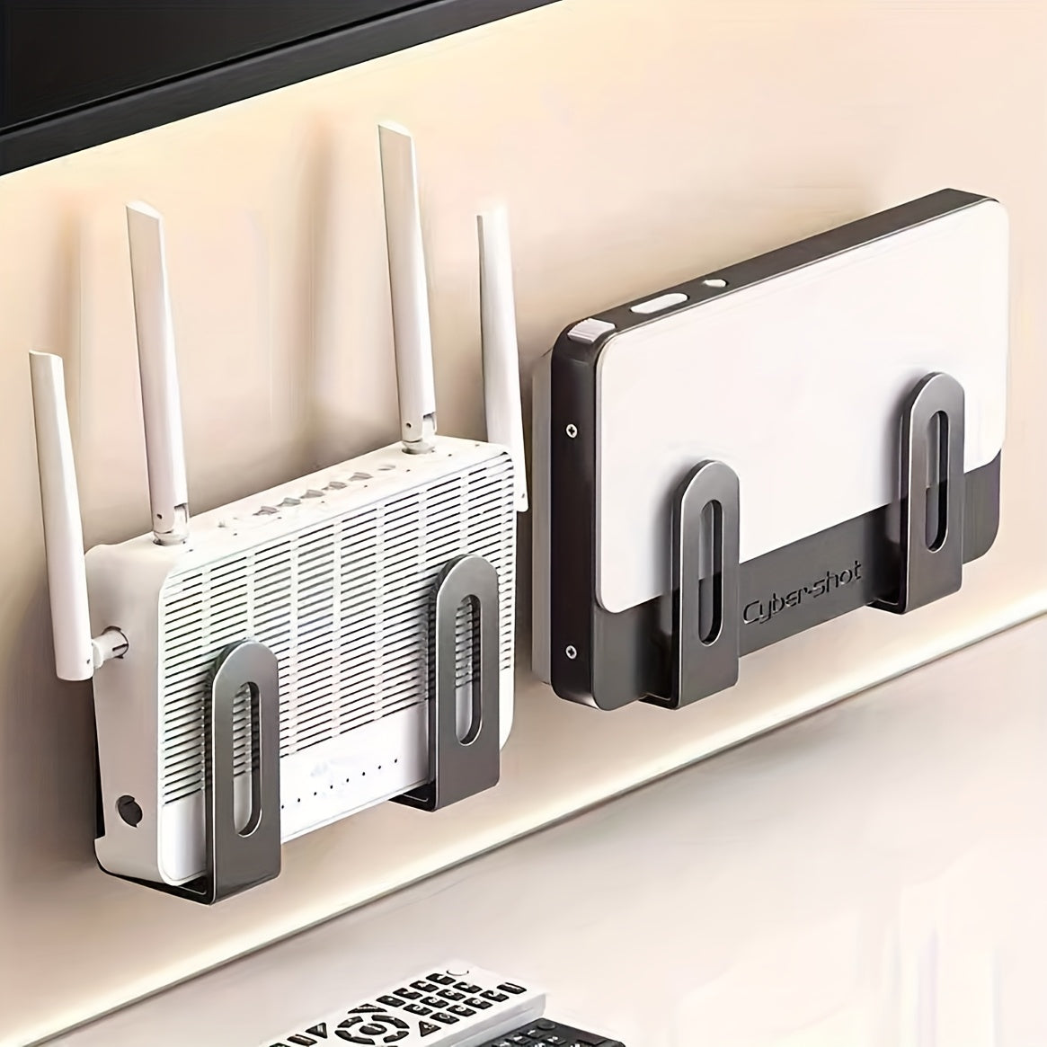 Suporte de parede com roteador Wi-Fi