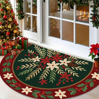 Capacho de Natal com flocos de neve na porta