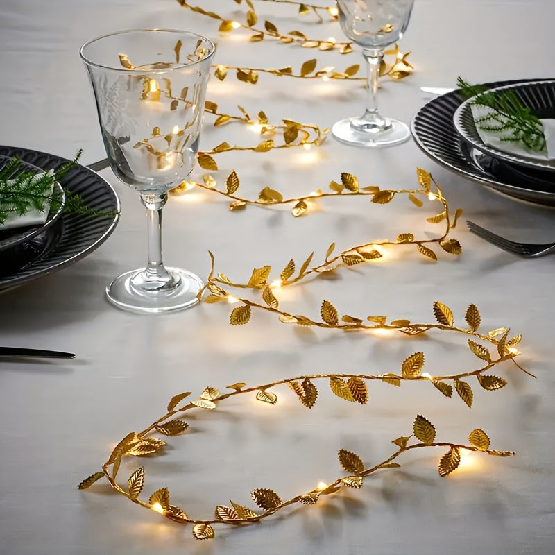Cordão de luz folha dourada 20 LEDs