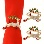 Detalhe do anel de guardanapo de rena com strass