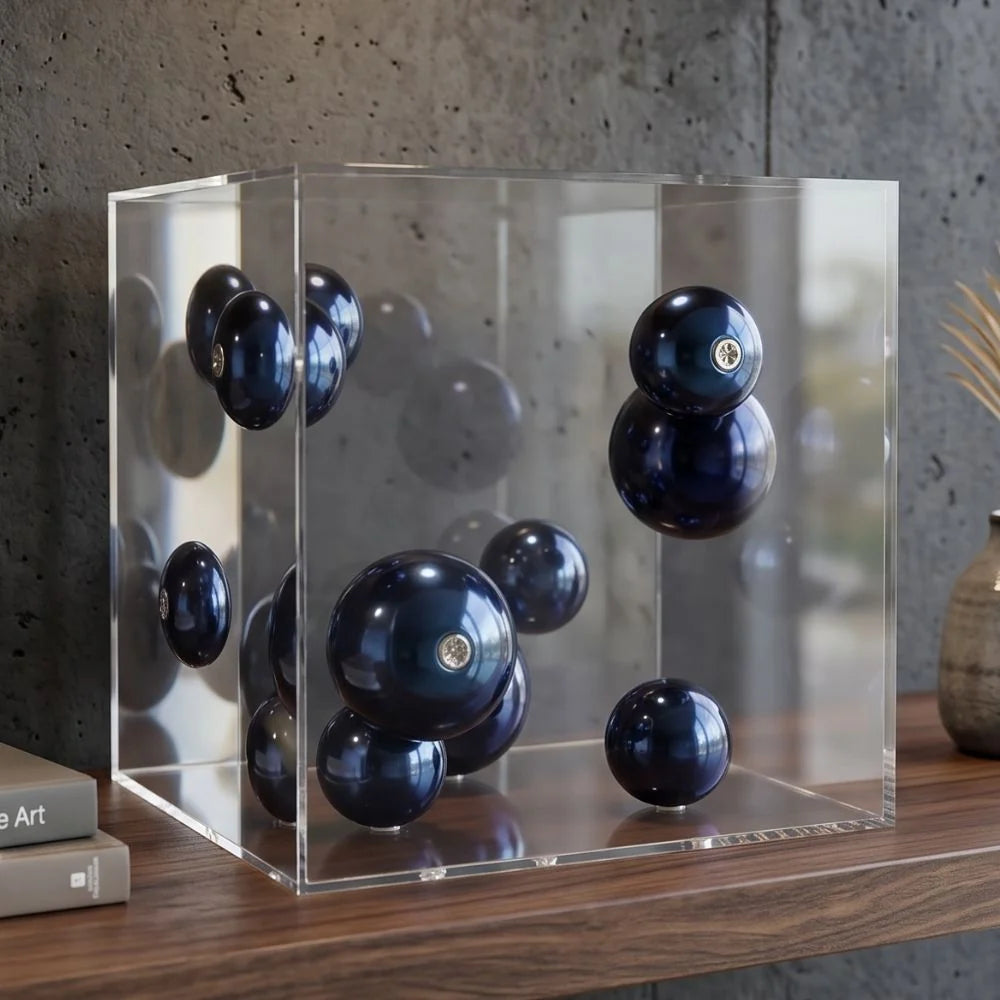 Caixa Decorativa em Acrílico com Bolas em Metal