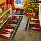 Conjunto de tapetes de cozinha xadrez com árvore de Natal