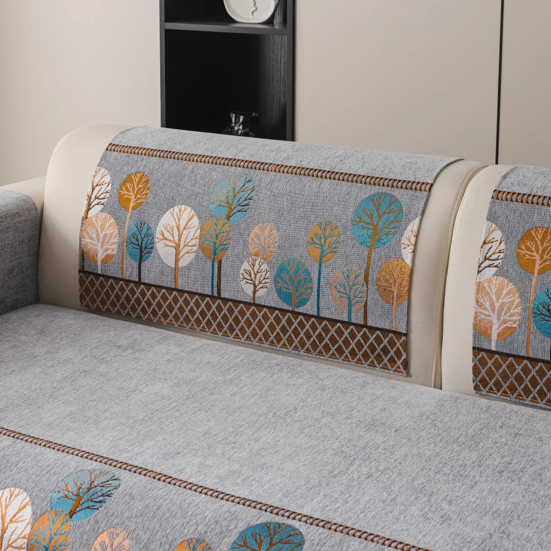 Capa de Sofá Boho Jacquard Chenille Antiderrapante