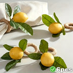 Kit 6 anéis de guardanapo com limão siciliano e folhas