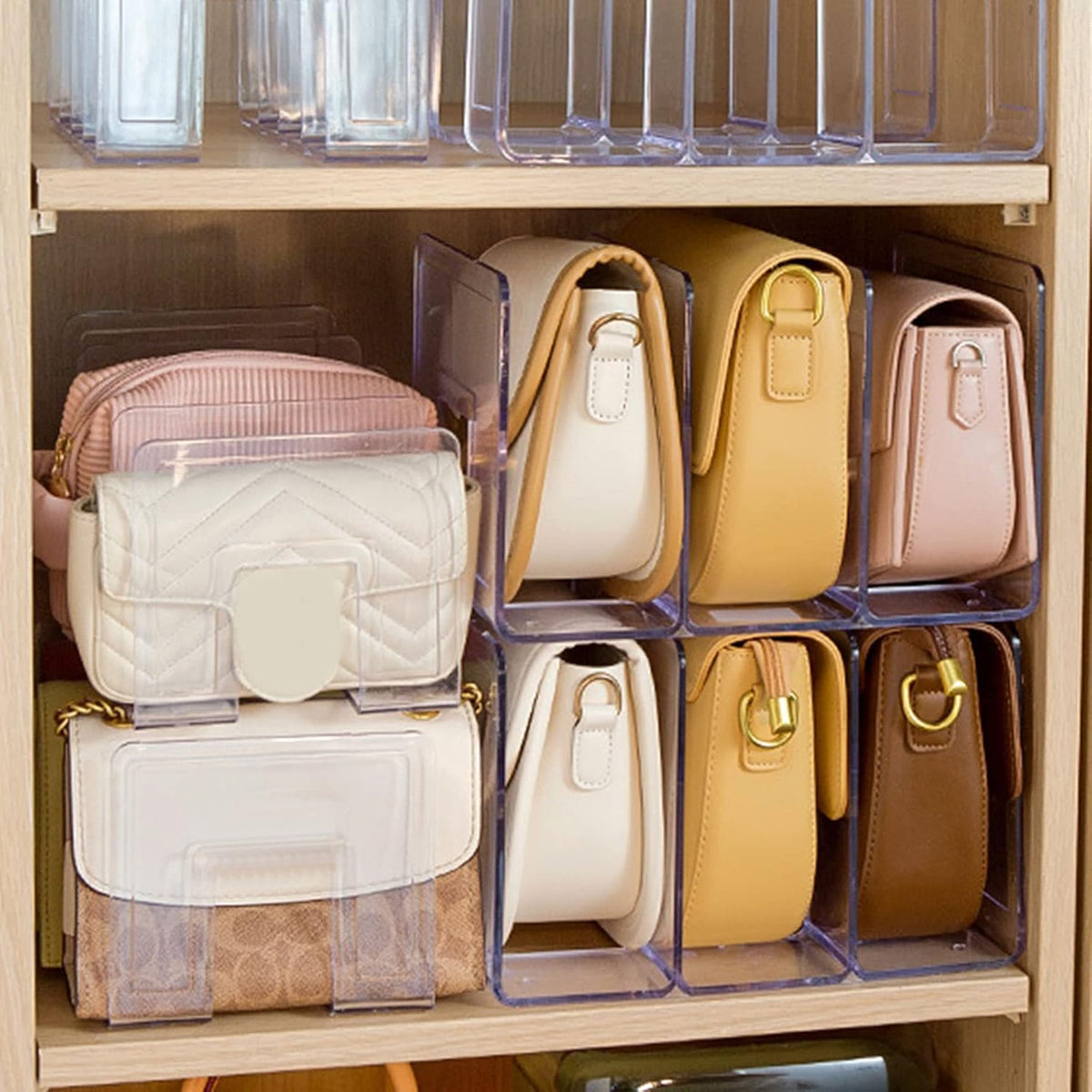 Organizador de Bolsas em Acrílico Com Divisórias - Casa Stony