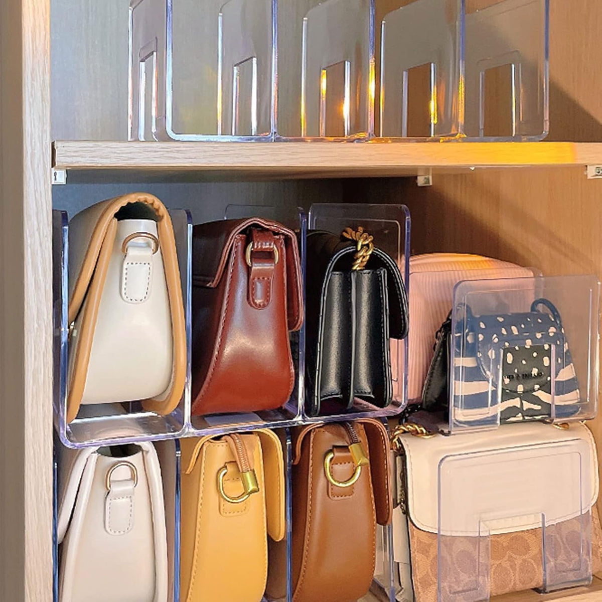 Organizador de Bolsas em Acrílico Com Divisórias - Casa Stony