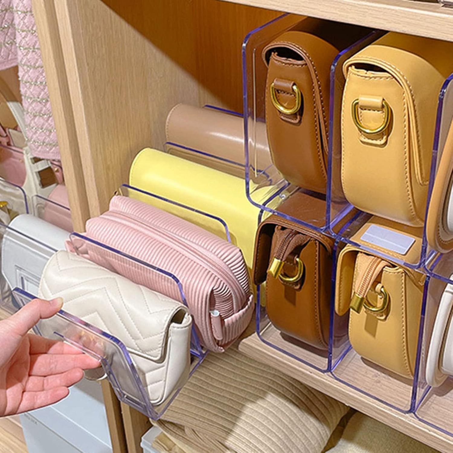 Organizador de Bolsas em Acrílico Com Divisórias - Casa Stony