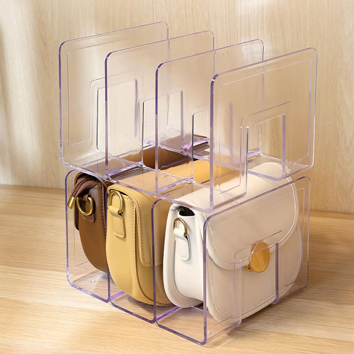 Organizador de Bolsas em Acrílico Com Divisórias - Casa Stony