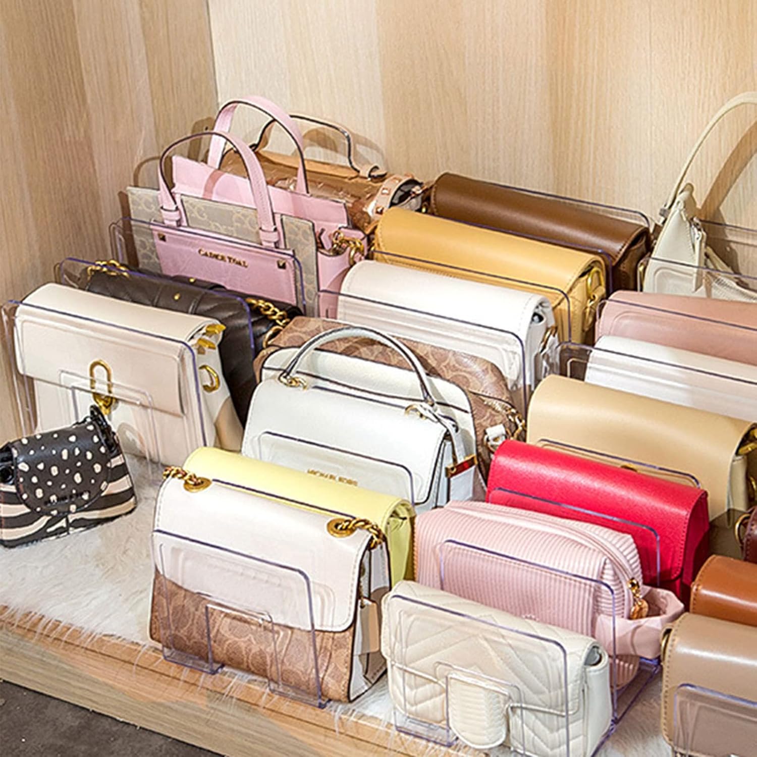 Organizador de Bolsas em Acrílico Com Divisórias - Casa Stony