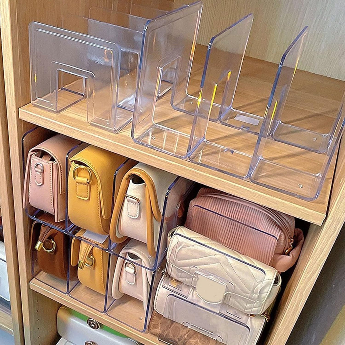 Organizador de Bolsas em Acrílico Com Divisórias - Casa Stony