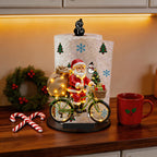 Porta papel toalha Papai Noel de bicicleta verde