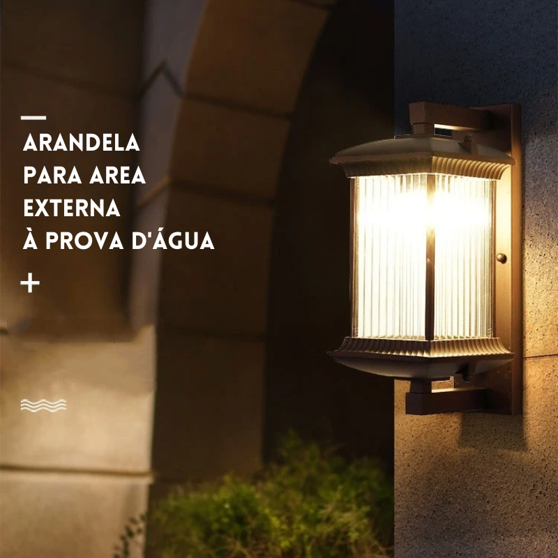 Arandela Externa Vidro Canelado Marrom