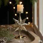 Castiçal de Ferro Dourado com Decoração Natalina - Casa Stony