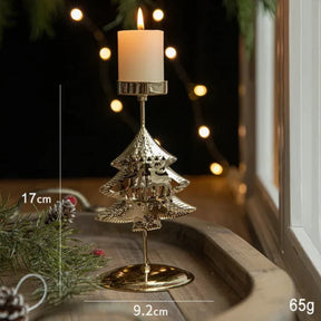 Castiçal de Ferro Dourado com Decoração Natalina