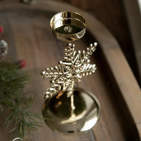 Castiçal de Ferro Dourado com Decoração Natalina