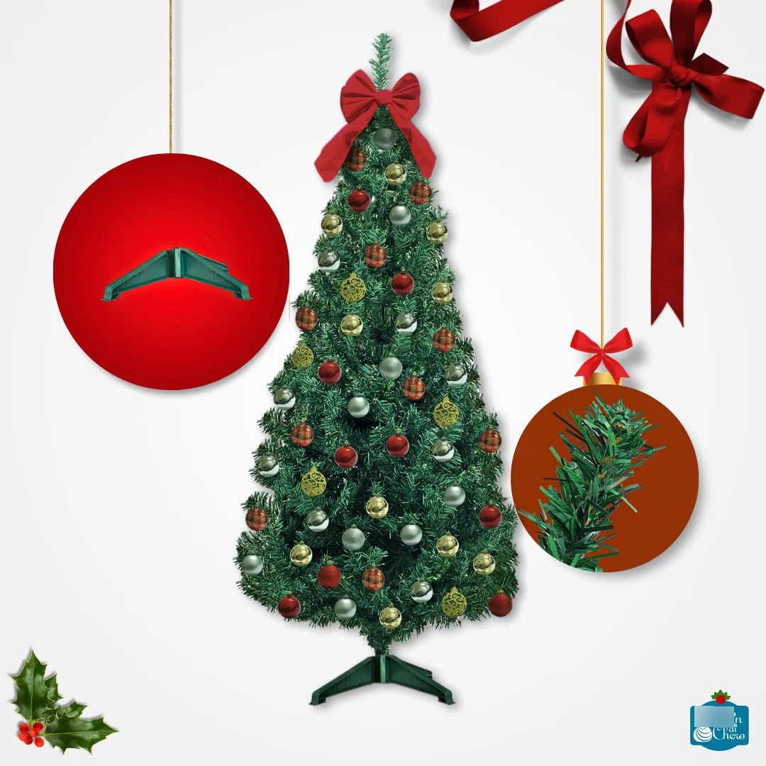 Árvore de Natal 1,50m Decorada com 87 Enfeites e Pisca-Pisca LED